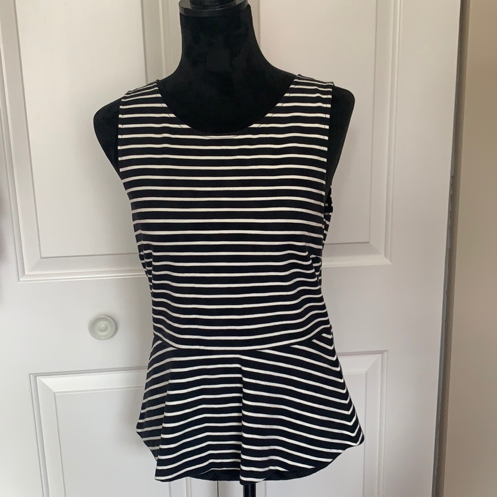 J. Crew Ponte Peplum Stripe Top